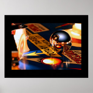 Gräns för svart för Rocketship pinballaffisch Poster