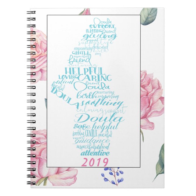 Gräns för vattenfärg för Doula logbook | rosa Anteckningsbok (Framsidan)