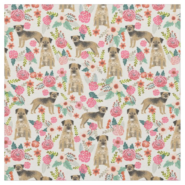 gräns hund blommigt kräm tyg (Närbild)