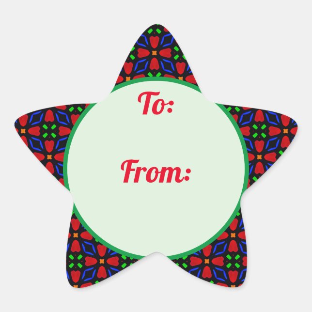 Gräns-julklapp - julklapp stjärnformat klistermärke (Framsida)