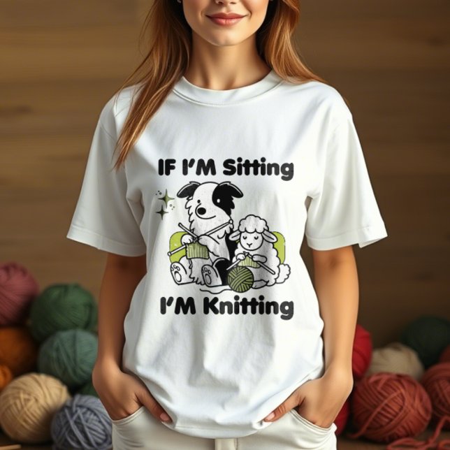 gräns kolliderar hund med fårstickningsgarn älskar t shirt (Skapare uppladdad)