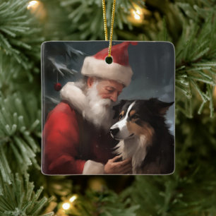 Gräns kolliderar med Jultomten julafton Julgransprydnad Keramik