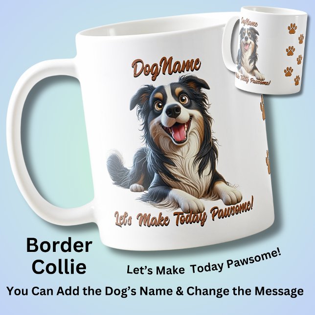 Gräns-kollie - lägg till Hund Namn, Ändra text Kaffemugg (Skapare uppladdad)