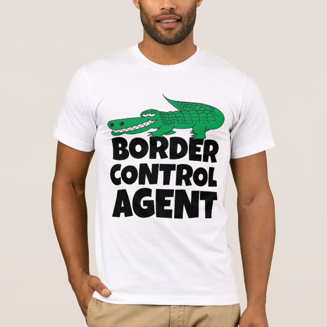 Gräns-kontroll agent-alligator, lustig t-shirt (Framsida)