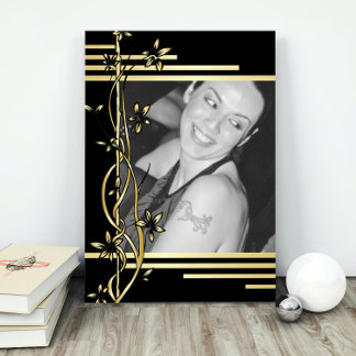 Gräns moderna porträtt-foto i Black guld Poster