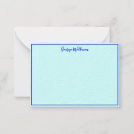 Gräns, Namn och Elegant Blank Blue Minimalist Anteckningskort