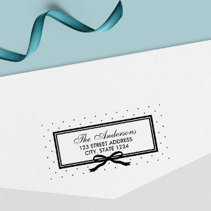 Gräns och Ribbon Polka Dot Family Adress Självfärgande Stämpel