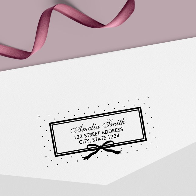 Gräns och Ribbon Polka Dot Personal Home Adress Självfärgande Stämpel (Skapare uppladdad)