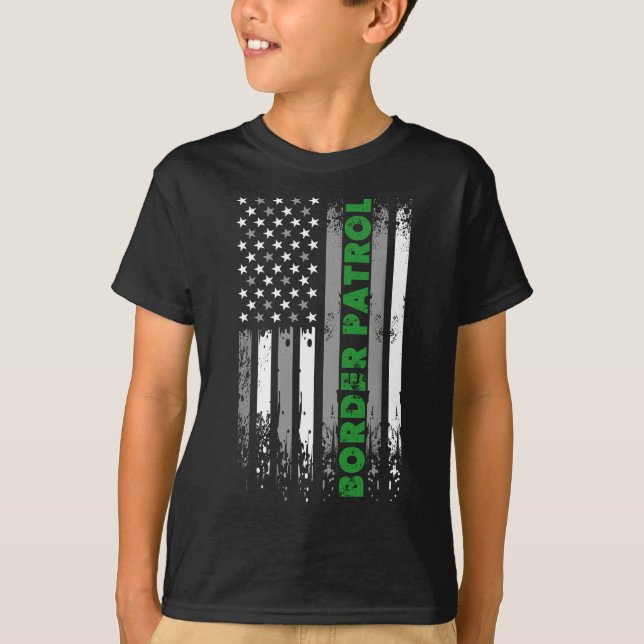 Gräns Patrol - Thin Grönt Line Patriot Law Enforc T Shirt (Framsida)