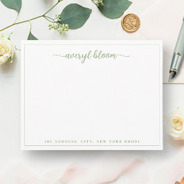 Gräns Personlig Stationery med enkel Grönt Anteckningskort