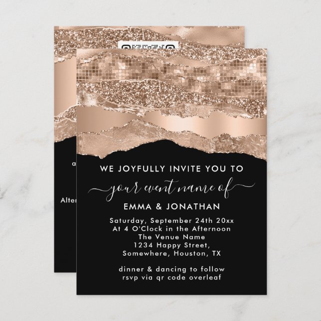 Gräns QR-koden Glitter Ro Strokes Abstrakt (Fram/baksida)