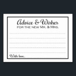 Gräns Råd och Önskemål för nya fru Cards Bordsnummer<br><div class="desc">De här råden och önskemål-korten från elegant bröllop kommer att vara perfekten till ditt bröllopsmottagande. Denna utformning har ett klassiskt, enkelt svart gräns med texten "Råd och Önskemål för den nya Mr. och Mrs." i en kombination av kalligrafiskt och enkelt svart typsnitt. Kortet har plats för gästerna att lämna sina...</div>