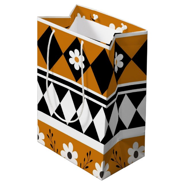 Gräns Rand Flower Diamond Boho Blommönster (Baksidan Vinklad)