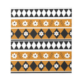 Gräns Rand Flower Diamond Boho Blommönster Anteckningsblock