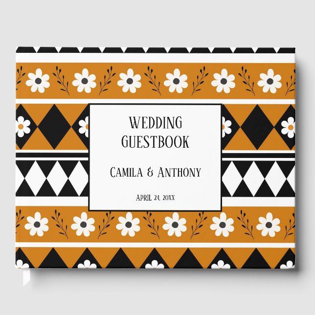 Gräns Rand Flower Diamond Boho Blommönster Gästböcker (Framsida)