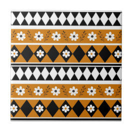 Gräns Rand Flower Diamond Boho Blommönster Kakelplatta