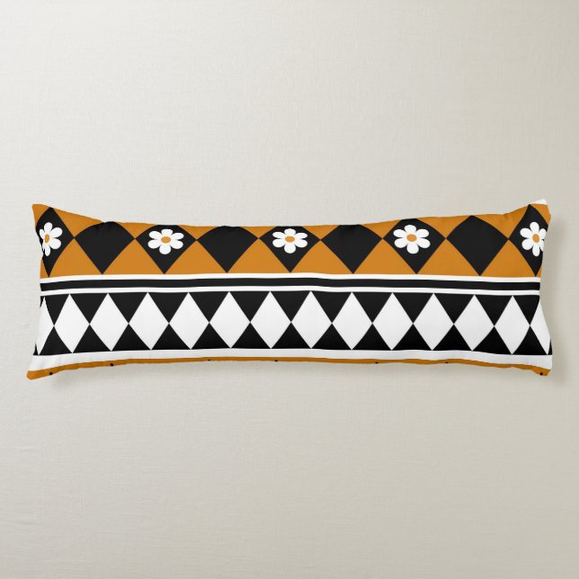 Gräns Rand Flower Diamond Boho Blommönster Kroppskudde (Framsidan)