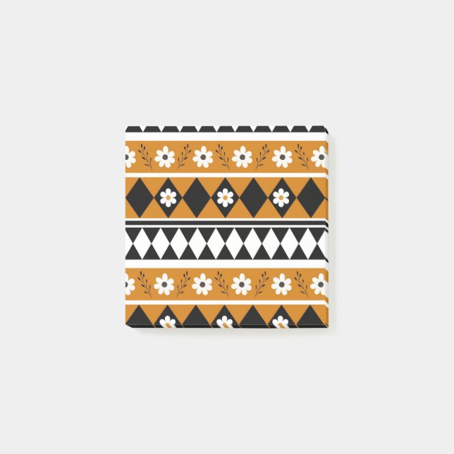 Gräns Rand Flower Diamond Boho Blommönster Post-it Block (Framsida)