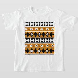 Gräns Rand Flower Diamond Boho Blommönster T Shirt