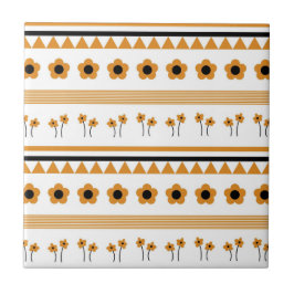 Gräns Rand Flower Triangle Boho Mönster Kakelplatta