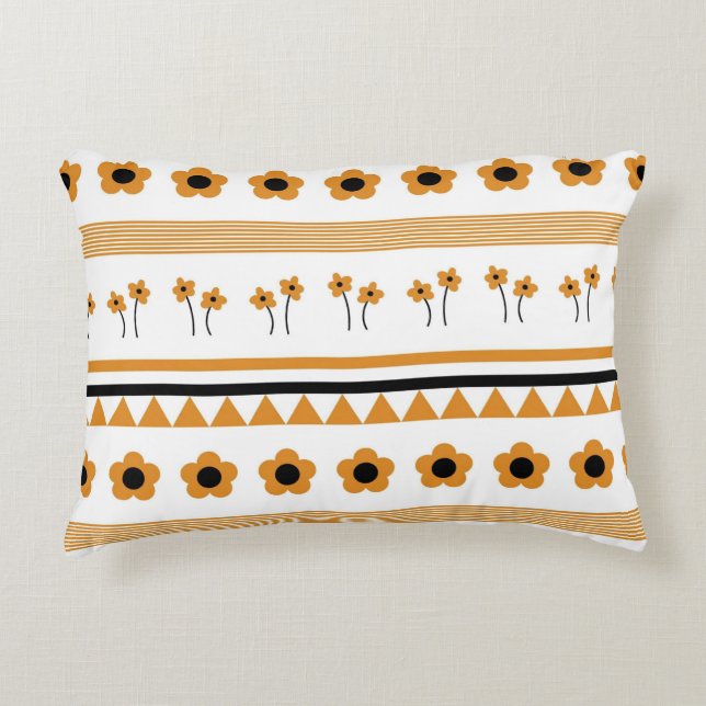 Gräns Rand Flower Triangle Boho Mönster Prydnadskudde (Framsidan)