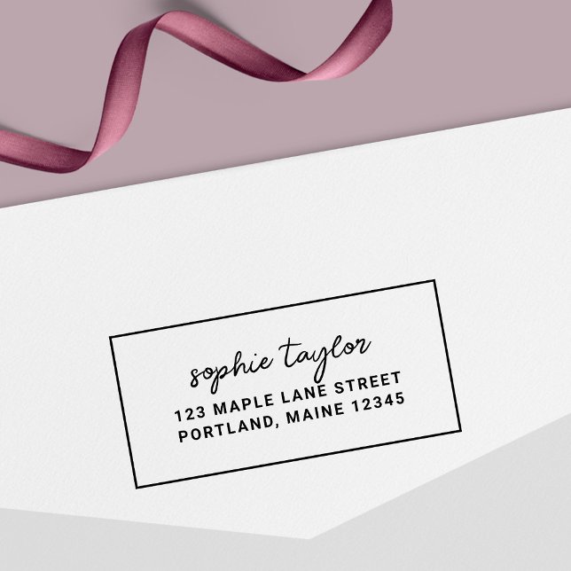 Gräns Snyggt Script Add Namn Returadress Självfärgande Stämpel (Skapare uppladdad)