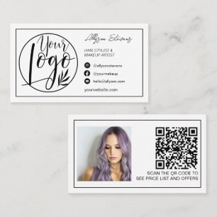 Gräns svartvita hårsmakeup, fotot logotyp qr kod visitkort