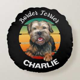 Gräns Terrier Anpassningsbar Round Pillow Rund Kudde