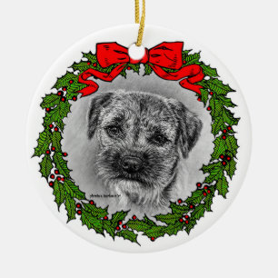 Gräns Terrier Art av Glenda S. Harlan Julgransprydnad Keramik