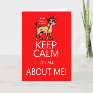 Gräns Terrier Birthday Greeting Card, Behålla Lugn Kort