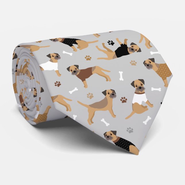 Gräns Terrier Bones och Tassar Neck Tie Slips (Rullad)