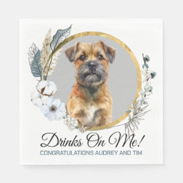 Gräns Terrier Bröllop Napkins with Hundar Photo Pappersservett