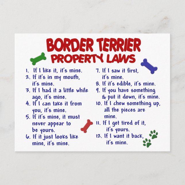 GRÄNS TERRIER Egendom-lagstiftning 2 Vykort (Framsida)