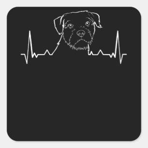 Gräns Terrier Heartslag Fyrkantigt Klistermärke