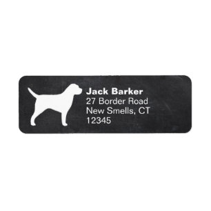 Gräns Terrier Hund aveln Silhouette Returadress Etikett