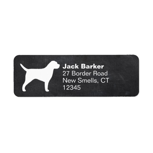 Gräns Terrier Hund aveln Silhouette Returadress Etikett (Framsidan)