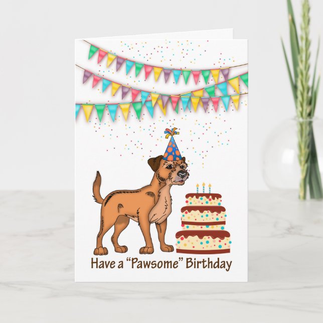 Gräns Terrier Hund Birthday-firande med kummel Kort (Framsida)