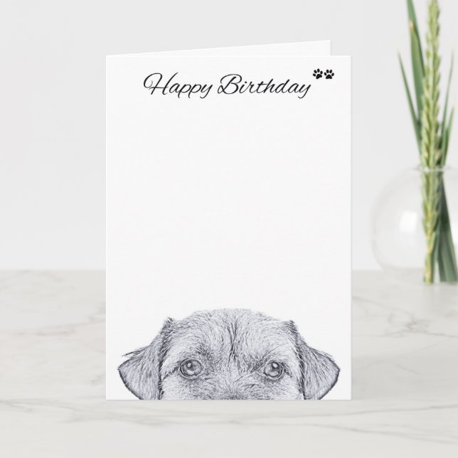 Gräns Terrier Hund Birthday Greeting Card Kort (Framsida)