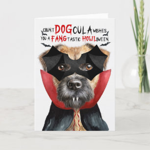 Gräns Terrier Hund Funny Count DOGcula Halloween Helgkort