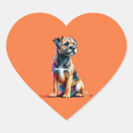 Gräns Terrier Hund Hjärtformat Klistermärke