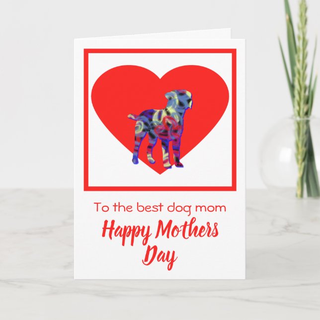 Gräns Terrier Hund Red Heart Mor's Day Card Tack Kort (Framsida)
