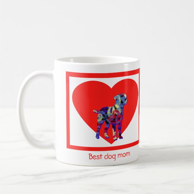 Gräns Terrier Hund Red Valentine Day Coffee Mugg (Vänster)