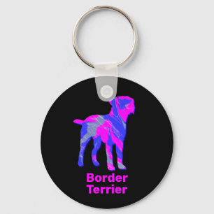 Gräns Terrier Hund Shock rosa n Blue Nyckelring