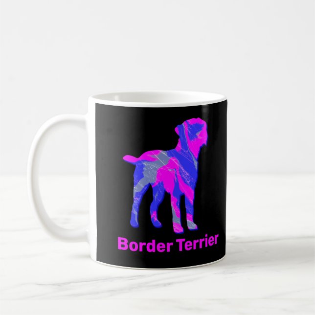 Gräns Terrier Hund Shock rosa och Blue Kaffemugg (Vänster)