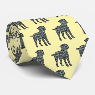 Gräns Terrier Hund Silhouette Y&B Grid Gult Slips