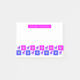 Gräns Terrier Hund & Tass Shock rosa & Blue Post-it Block