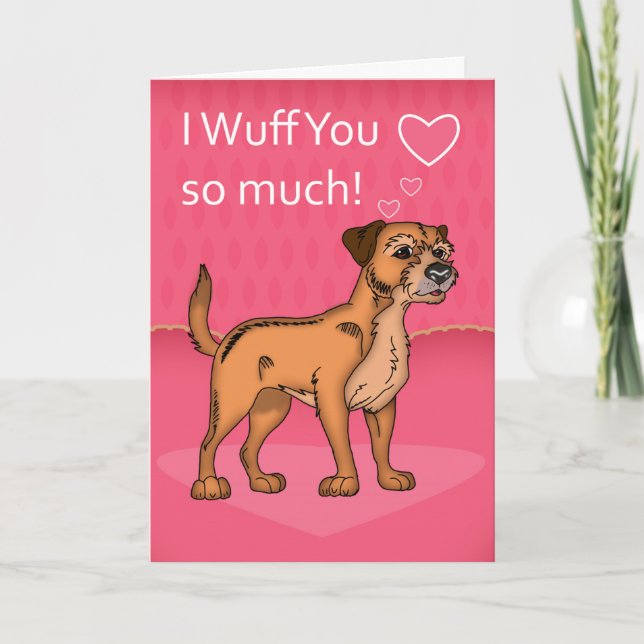 Gräns Terrier Hund Valentine-dagskort Helgkort (Framsida)