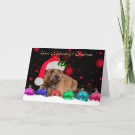 Gräns Terrier i julkort i Santa Hat Helgkort