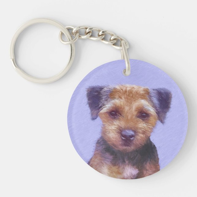 Gräns Terrier-målning - Cute Original Hund Art (Framsidan)