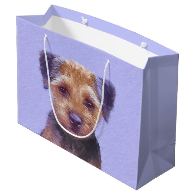 Gräns Terrier-målning - Cute Original Hund Art (Baksidan Vinklad)